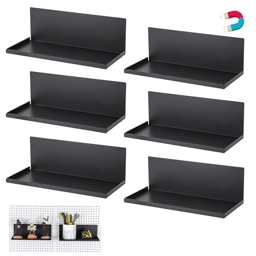 Kokone 6 Pack Metal Magnetic Pegboard Shelves with Lip Around The Edge - color: With Edges