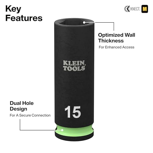 Klein Tools 65148HD KNECT Deep-Well and Shallow Impact Socket Set, 3/8-Inch Drive, SAE and Metric, 44-Piece Tool Set, Impact Driver, Swivel Adapter, Wrench Extensions, Removable Socket Organizer - style: 44-Piece Metric & SAE Set