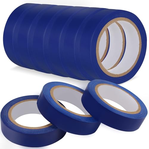 Romeda 9 Pack Electrical Tapes, Electrical Tape Water, Sun, and Oil Resistant, Electrical Tape is Suitable for Most Domestic, Commercial, and Industrial environments - Blue - color: Blue