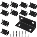 10PCS L Bracket 2.4"x1" Stainless Steel Corner Brace Heavy Duty 90 Degree Corner Fastener Black Large Angle Brackets for Wood Furniture Bedframe Cabinet Drawer Chair with Mounting Screws - size: 10PCS 2.4"x1"
