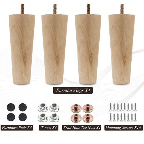 4pcs 6 Inch Wood Furniture Legs - size: 6 Inch