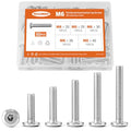 M6 x 20mm 25mm 30mm 35mm 40mm Flat Round Head Hex Socket Cap Screws Bolts, Furniture Screws, 304 Stainless Steel, Metric Fully Threaded, Allen Hex Drive, Bright Finish, Assortment Kit 50PCS - size: M6 x 20/25/30/35/40mm (50PCS)
