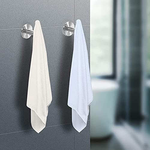 Vuzvuv Brushed Nickel Self Adhesive Stainless Steel Towel Hooks (2-Pack) | SUS304, Self-Adhesive, Heavy Duty, Waterproof, Coat Robe Hook for Bathroom, Kitchen, Hotel - color: Silver-2 Pcs