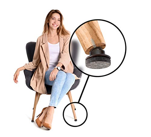 GorillaFelt Swivel Glide Felt Sliders for Chairs (16 Pack) Screw-On Chair Leveler Floor Protectors for Angled Furniture Legs or Straight, 1 Inch Round Felt Glides, CB259-16 - size: Felt Glide 16 Pack