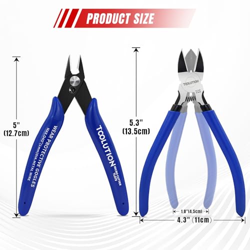 2-Piece Small 5 Inch Flush Cutters & Wire Cutters Set Pliers - size: Flush Cutters & Wire Cutters