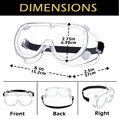 Yunsailing Protective Safety Goggles Lab Over Glasses Clear Anti Fog Eye Protection Goggles for Men Women - color: Clear, Black
