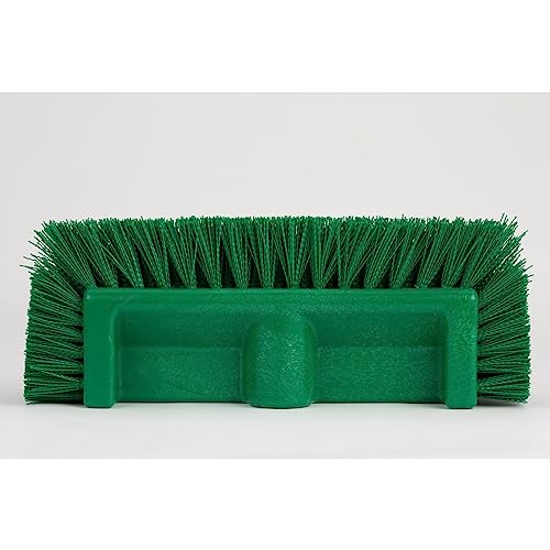 SPARTA Multi-Level Tile Scrub Brush 12" Wide Brush Head, Heavy-Duty Tile Cleaning Brush with End Bristles for Commercial Tiles, Tubs and Floor, Plastic, 12 Inches, Green - color: Green