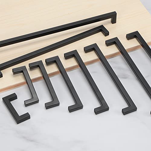Cabinet Pulls Matte Black Cabinet Handles Square Drawer Pulls, 10 Pack 5 Inch Stainless Steel Kitchen Door Cupboard Cabinet Handles, Drawer Hardware Handles, 128mm Hole Centers - size: 5 inch Hole Centers(128mm)