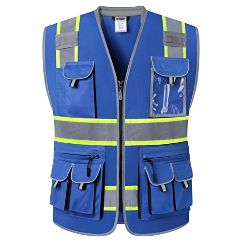 JKSafety Reflective Safety Vest for Men Cushioned Collar JK89 Blue M - color: Bluet1s1, size: Medium