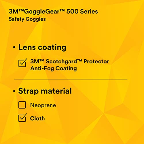 3M GoggleGear 500 Series GG501SGAF, Clear, Scotchgard Anti-fog Lens, 1 Pair (Pack of 10) - size: One Size (Pack of 10)