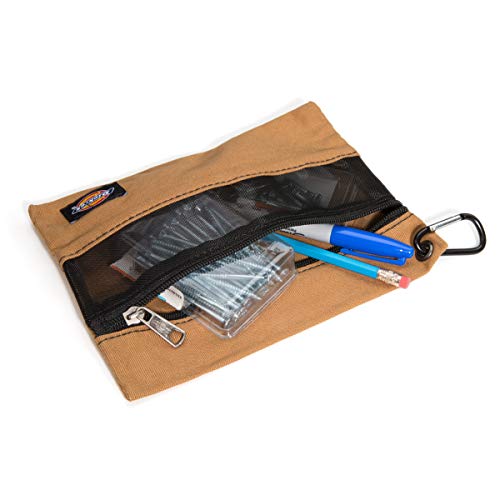 Dickies Set of 3 Small Canvas Utility Pouches, Zippered, for Organizing Small Tools and Fasteners, Grey/Tan/Black - color: Tan