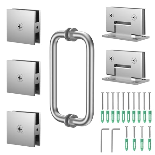 304 Stainless Steel Shower Door Hardware Kit - color: Brushed Sliver