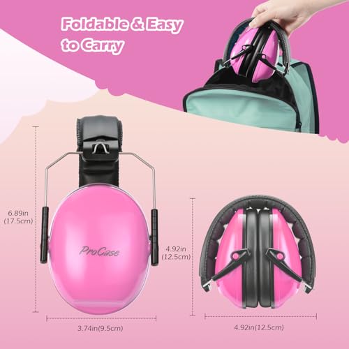 ProCase Noise Cancelling Headphones for Kids/Toddlers SNR 27dB Ear Muffs - color: Pink