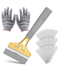 Bates- Razor Blade Scraper Tool, 4 Inch, Floor Razor Scraper Tool with 30 Extra Carbon Steel Blades and a Pair of Safety Gloves