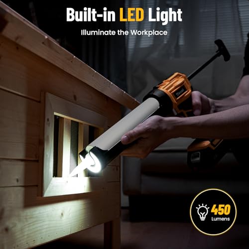 Electric Caulking Gun, Cordless Caulk Gun with 2x 2.0Ah Batteries - color: Yellow