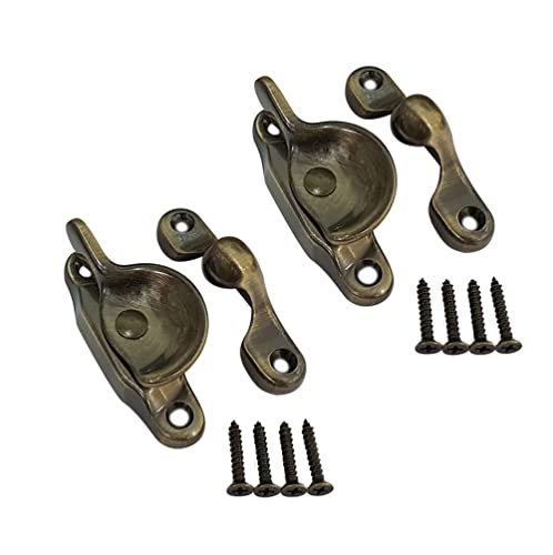 QCAA Forged Brass Sash Lock in Solid Brass, CTC 2", Brushed Antique Brass, 2 Pack - color: Brushed Antique Brass, size: 2 Pack
