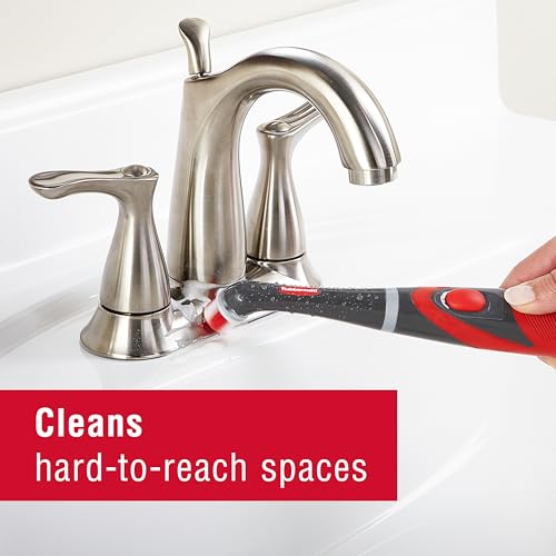 Rubbermaid Reveal Power Scrubber with Multi-Purpose Head, Cordless Electric Battery Powered Scrub Brush, Water Resistant, for Home/Kitchen/Bathroom/Grout/Tile/Shower/Tub - style: 2-Piece Kit