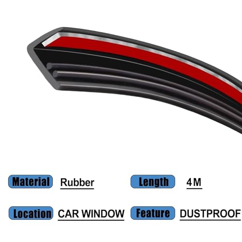 AUTOXBERT 4M/13Ft Car Window Side Seal Strip V Shape Rubber Seal Weather Strip Car Front Rear Window Trim Edge Moulding Weatherstrip for Waterproof Anti Noise Dust Sound Insulation Trim Molding
