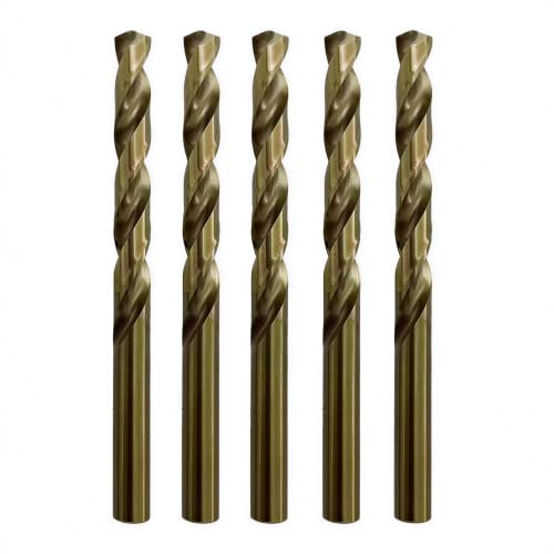 5 Pieces 3/8 Inch Cobalt Twist Drill Bit,135° Split Point,HSS M35 Fully Ground,SAE Jobber Bits for Stainless Steel,Metal,Cast Iron,Aluminum Alloy - size: 3/8"(5pcs)