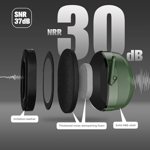 ProCase Extra Large SNR 37dB Noise Cancelling Headphones NRR 30dB Ear Muffs - color: Green