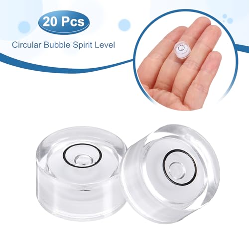 HARFINGTON 20pcs Circular Bubble Spirit Level 12x6mm Mini Round Bubble Spirit Level Little Measuring Layout Tools for TV Industrial Carpentry Picture Frame, White/Black - color: White/Black, size: 12x6mm
