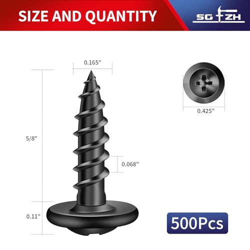 #8 x 5/8" Wood Screw 500Pcs Alloy Steel Standard Thread Truss Head Fast Self Tapping Black Oxide by SG TZH - color: Black - Alloy Steel, size: #8 x 5/8"