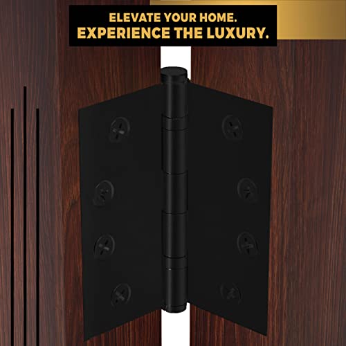 Black Heavy Duty Door Hinge Matte Black Ball Bearing 4x4 Inch Heavy Duty - Set of 2 Solid Brass Matte Black Door Hinges (Flat Black) - color: Flat Black