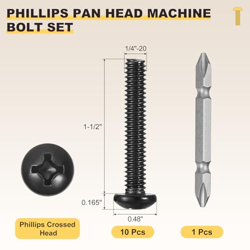 METALLIXITY Phillips Pan Head Bolt Driver Bit Kit 1/4"-20x1-1/2 10Pcs 304 - size: 1/4"-20x1-1/2"