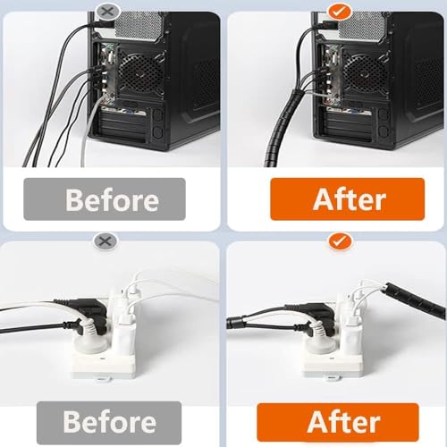 Spiral Cable Wrap Sleeve 1/2"(12mm) x 18 Ft Cord Organizer for Computer Wires, Electrical Cables, Home and Office Desk Management - size: 12mm x 18 Ft