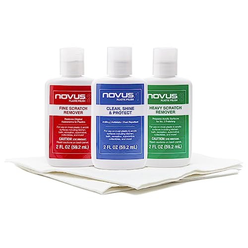 NOVUS-PK1-2 | Plastic Clean & Shine #1, Fine Scratch Remover #2, Heavy Scratch Remover #3 and Polish Mates Pack | 2 Ounce Bottles - size: 2 Ounce