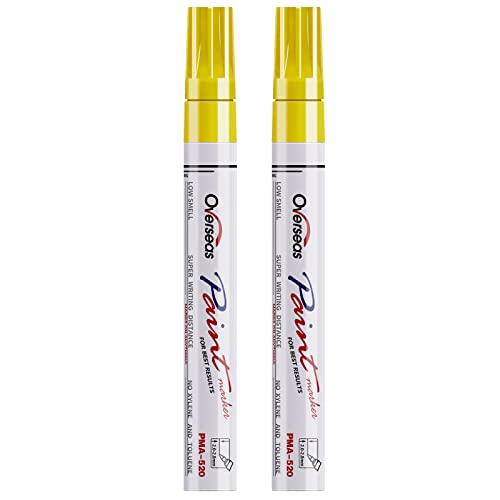 Overseas Yellow Paint Pens Permanent Markers, 2 Oil Based Paint Makrers - color: Yellow