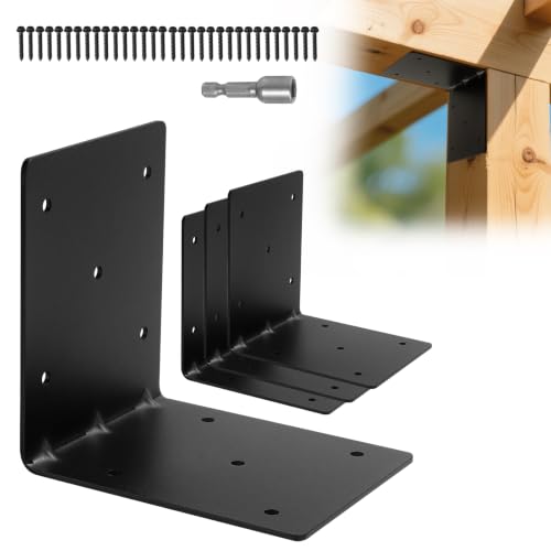 4 Pcs 6"x6"x5" Heavy Duty L Shaped Corner Brackets, 3MM Thick - size: 6×6×5×3