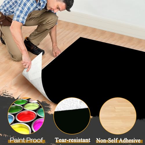40"x100ft Black Floor Protection Film Anti Slip Paint Proof Reusable Cover - color: Black, size: 40"x100ft(1x31m)