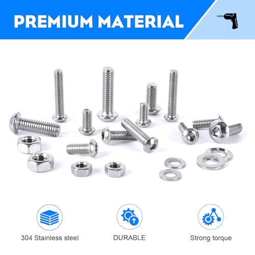 321PCS M6 M8 Button Head Screws Kit, GTERNITY M6-1.0 M8-1.25 Assorted Machine Screws Nuts Washers 304 Stainless Steel Metric Internal Hex Screws Bolts Nuts Washers Set - size: M6 m8 321 B