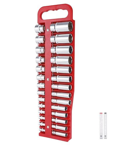 Reniteco Magnetic Socket Organizer, 3/8" Drive, 28-Socket Rail - color: 3/8"-Red