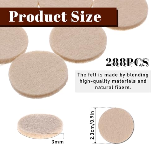 288 Pcs Self Adhesive Felt Furniture Pads 3/4", Felt Pads for Coasters Bottom Dots Felts Floor Protectors for Furniture Thick Cabinet Door Bumpers for Chair Legs Felts Pad Small for Hardwood Floors