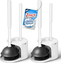 FORASTO 2Pack 2 in 1 Toilet Brush and Plunger Set, Toilet Bowl Brush Plunger Set,Extended Handle Plunger,Bathroom Cleaning Tools,Toilet Brush Plunger Combo,Cleaning Brush（Pearl White，21inch） - color: Pearl White, size: 2Pack