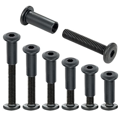 40 Sets Black Furniture Connector Bolts M6x35mm Binding Screws for Wood - color: M6x35mm-Black-D