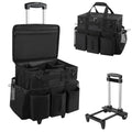 SCAVATA Rolling Cleaning Caddy Bag with Detachable Trolley, Large Cleaning Supplies Organizer with Wheels, Multi Pocket Cleaning Cart with Adjustable Shoulder Strap for Housekeepers & Home Use, Black - color: Black