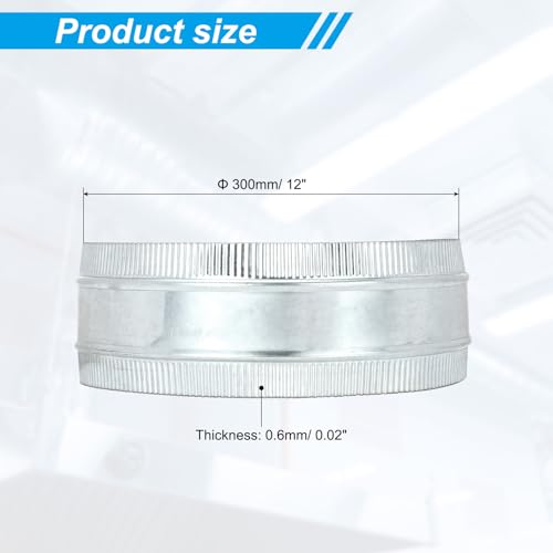 PATIKIL 12 Inch Duct Connector Coupling, Galvanized Steel Straight Dryer Vent Coupler Flexible Ducting Collar Connector Round Crimped Ventilation Duct Extension for HVAC System Pipe - size: 12 Inch