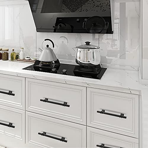 10 Pack 3-3/4 Inch Black Matte Black Cabinet Pulls, Square Kitchen Cabinet Handles Dresser Drawer Pulls - color: Black, size: 3-3/4 inch (96mm) Hole Center Pull