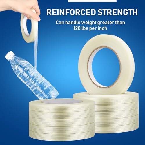Treela 30 Rolls Filament Strapping Tape Bulk 1/2 Inch x 60 Yards - size: 1/2 Inch X 60 Yards