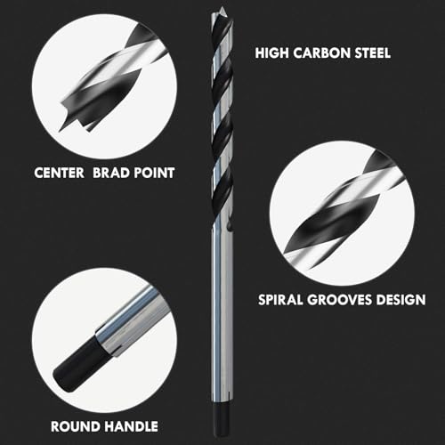16Pcs(7/64" - 5/8") 12 Inch Extra Long Brad Point Wood Drill Bit - size: Extra Long (7/64"-5/8") - 16pcs