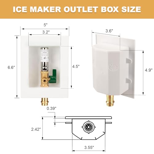 Ice Maker Outlet Box with Water Hammer Arrestor, 1/2-Inch Press x 1/4-Inch OD Compression with 1/4-Turn Ball Valve, Absorb Shock and Reduce Noise（Press tool required） - color: press/ss arrestor
