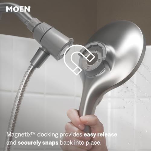 Moen Engage Spot Resist Brushed Nickel Six-Function 5.5-Inch Removable Handheld Showerhead with Magnetic Docking System, 26112SRN - color: Spot Resist Brushed Nickel, size: 5.5-Inch
