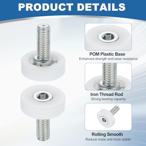 uxcell 6Pcs 19mm Drawer Rollers,M6x0.59 Thread Plastic Positioning Pulley | Flat Surface Small Drawer Pulley Bearing Replacement Wheel for Furniture Parts Cabinet Cupboard Slides - size: 19mm M6 x 0.59"