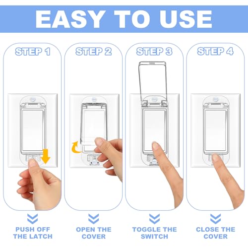 Tellegloww 4 Pack Light Switch Guard Cover Baby Child Proof, Clear - color: Clear