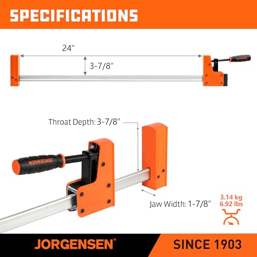 Jorgensen 24-inch Bar Clamps Set, 2-pack Cabinet Master 90° Parallel Clamps - size: 24 Inch