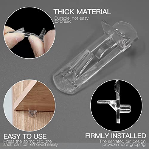 10pcs Locking Shelf Pins – 5mm Cabinet Shelf Pegs, Clear Plastic Shelf Clips for 5/8" Thick Board - size: 5mm Pins, Fit 5/8" Thick Boards