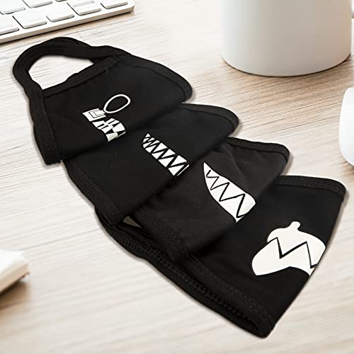 gootrades Sharp Teeth Face Mask Set of 4, Black Reusable Mouth Covers